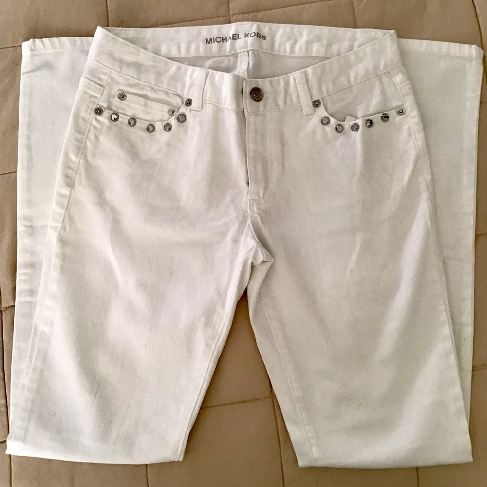 MK pristine white skinny jeans